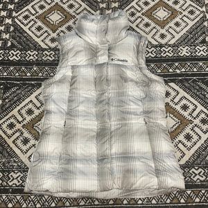 Columbia down puffer vest grey plaid size m women’s
